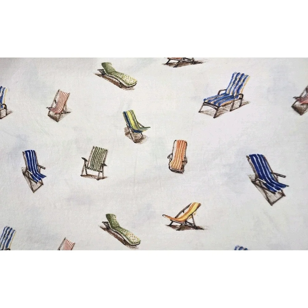 Tommy Bahama Queen Flat Sheet & Standard Pillowcase Beach Chair Print Cotton